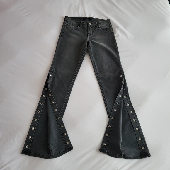 DTLA Dark Gray Y2K Silver Stud Button Skinny Jeans - Picture 4 of 14